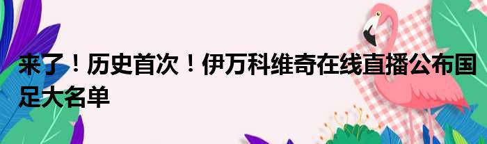 来了！历史首次！伊万科维奇在线直播公布国足大名单