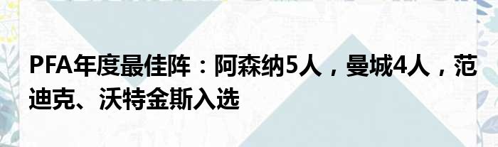 PFA年度最佳阵：阿森纳5人，曼城4人，范迪克、沃特金斯入选