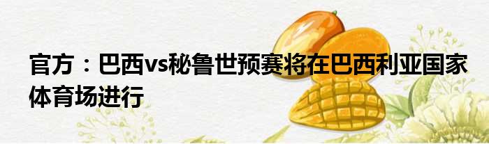 官方：巴西vs秘鲁世预赛将在巴西利亚国家体育场进行