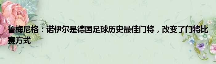 鲁梅尼格：诺伊尔是德国足球历史最佳门将，改变了门将比赛方式
