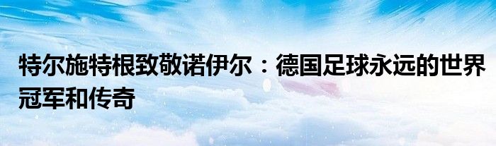 特尔施特根致敬诺伊尔：德国足球永远的世界冠军和传奇