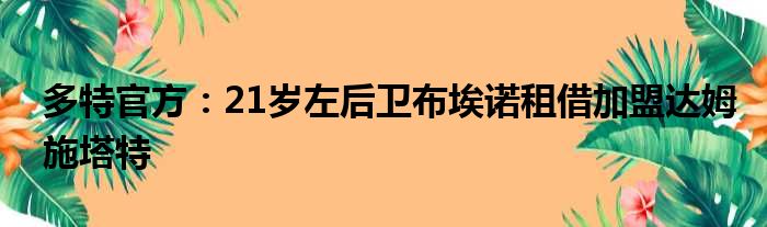 多特官方：21岁左后卫布埃诺租借加盟达姆施塔特