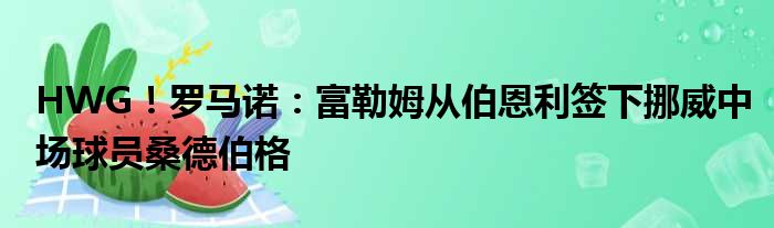HWG！罗马诺：富勒姆从伯恩利签下挪威中场球员桑德伯格