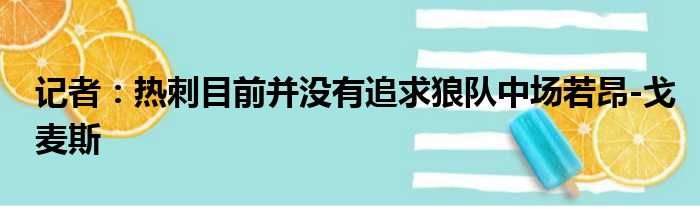 记者：热刺目前并没有追求狼队中场若昂-戈麦斯