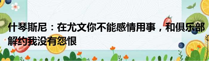 什琴斯尼：在尤文你不能感情用事，和俱乐部解约我没有怨恨