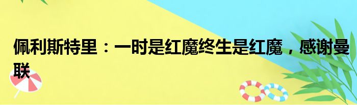 佩利斯特里：一时是红魔终生是红魔，感谢曼联
