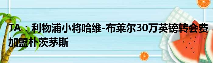 TA：利物浦小将哈维-布莱尔30万英镑转会费加盟朴茨茅斯