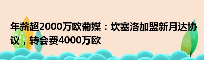 年薪超2000万欧葡媒：坎塞洛加盟新月达协议，转会费4000万欧