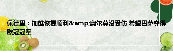 佩德里：加维恢复顺利&奥尔莫没受伤 希望巴萨夺得欧冠冠军