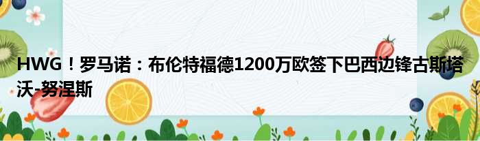 HWG！罗马诺：布伦特福德1200万欧签下巴西边锋古斯塔沃-努涅斯
