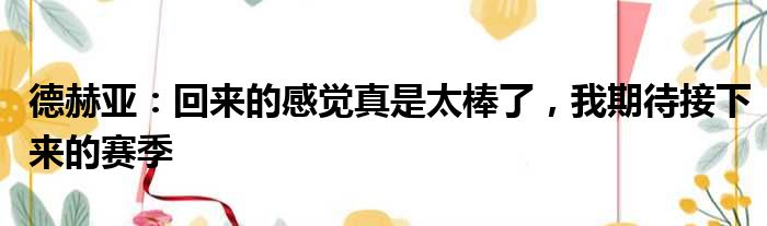 德赫亚：回来的感觉真是太棒了，我期待接下来的赛季