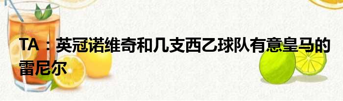 TA：英冠诺维奇和几支西乙球队有意皇马的雷尼尔