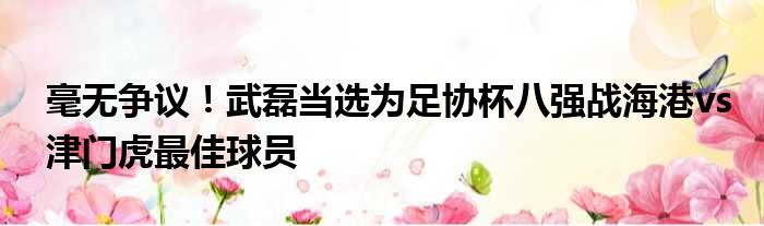 毫无争议！武磊当选为足协杯八强战海港vs津门虎最佳球员