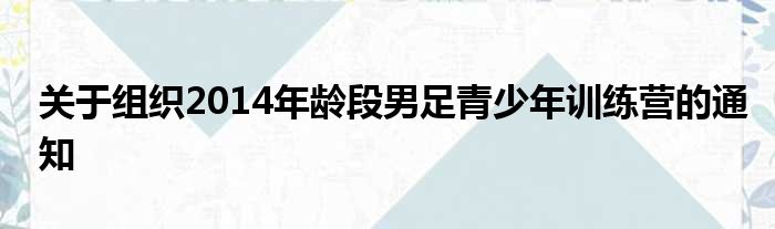 关于组织2014年龄段男足青少年训练营的通知