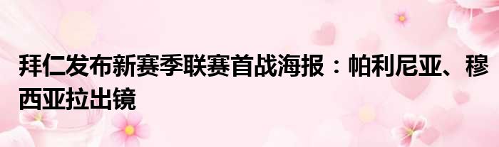 拜仁发布新赛季联赛首战海报：帕利尼亚、穆西亚拉出镜