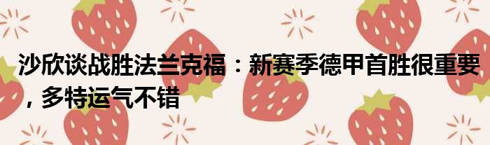 沙欣谈战胜法兰克福：新赛季德甲首胜很重要，多特运气不错