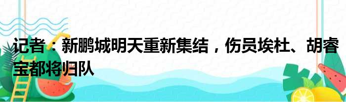 记者：新鹏城明天重新集结，伤员埃杜、胡睿宝都将归队
