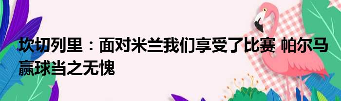 坎切列里：面对米兰我们享受了比赛 帕尔马赢球当之无愧