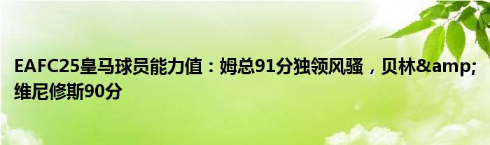 EAFC25皇马球员能力值：姆总91分独领风骚，贝林&维尼修斯90分