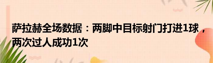 萨拉赫全场数据：两脚中目标射门打进1球，两次过人成功1次
