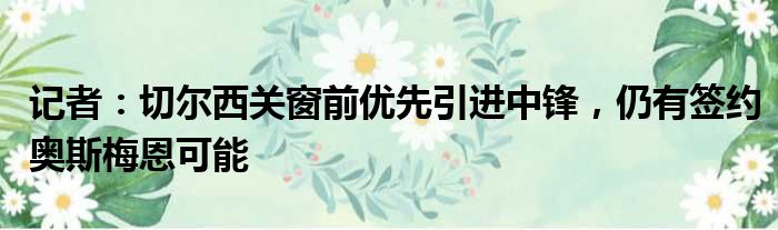 记者：切尔西关窗前优先引进中锋，仍有签约奥斯梅恩可能