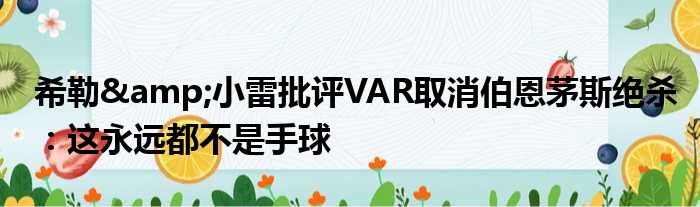 希勒&小雷批评VAR取消伯恩茅斯绝杀：这永远都不是手球