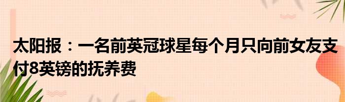 太阳报：一名前英冠球星每个月只向前女友支付8英镑的抚养费