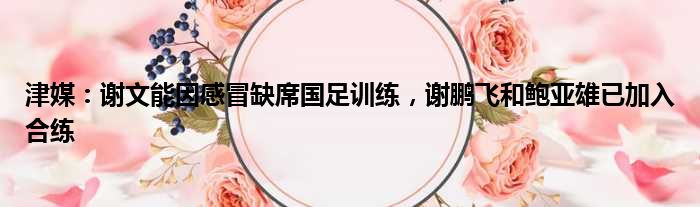 津媒：谢文能因感冒缺席国足训练，谢鹏飞和鲍亚雄已加入合练