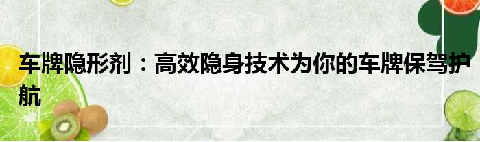 车牌隐形剂：高效隐身技术为你的车牌保驾护航