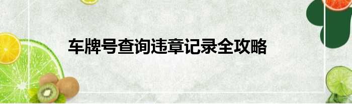 车牌号查询违章记录全攻略