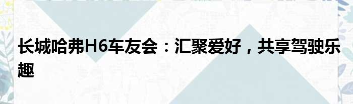 长城哈弗H6车友会：汇聚爱好，共享驾驶乐趣