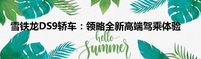 雪铁龙DS9轿车：领略全新高端驾乘体验