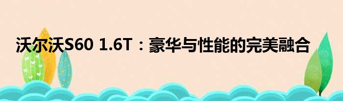 沃尔沃S60 1.6T：豪华与性能的完美融合