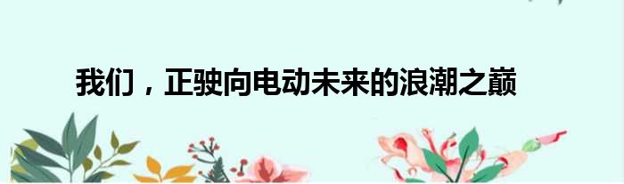 我们，正驶向电动未来的浪潮之巅