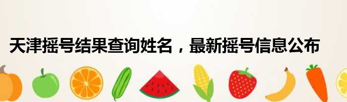 天津摇号结果查询姓名，最新摇号信息公布