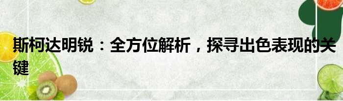 斯柯达明锐：全方位解析，探寻出色表现的关键